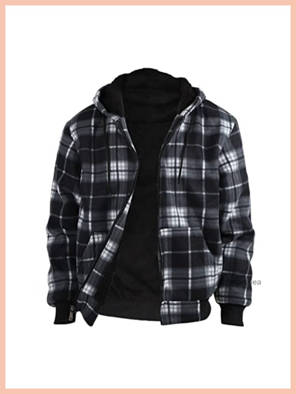 Sherpa Lined Fleece Plaid Flannel Hoodie Jacket Men's Winter Coat